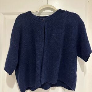 Daily Drills Navy Short-Sleeve Ribbed Knit Sweater